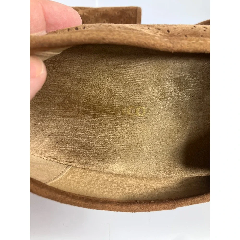 Spenco Siesta Loafers Womens 7.5 Brown Good Suede Laser Cut Perforated Slip On